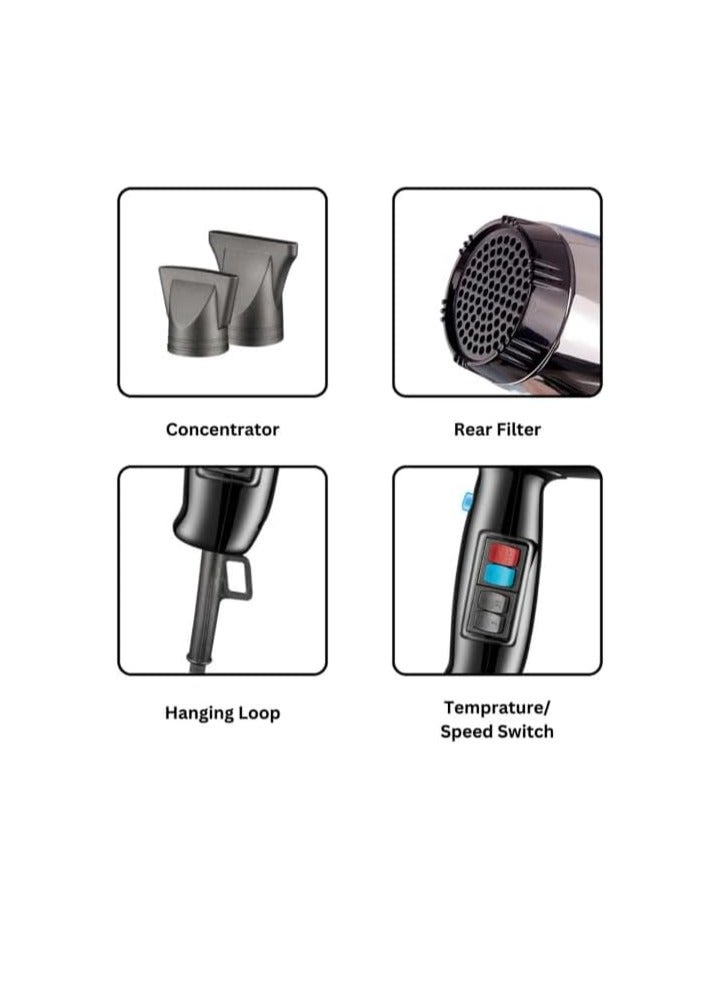 Professional Hair Dryer V-466, Professional Performance for Perfect Drying and Protection Against Excess Heat - Image 3